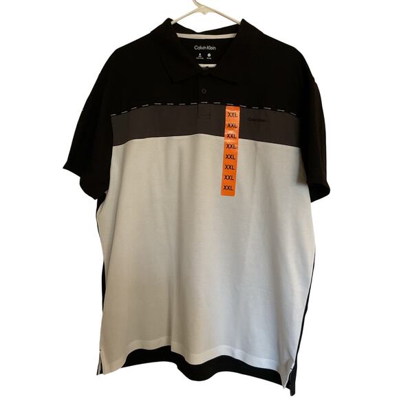 Calvin Klein Colorblock Polo • Men’s XXL • Quick Dry • Black/Gray/White • NWT - Picture 2 of 6